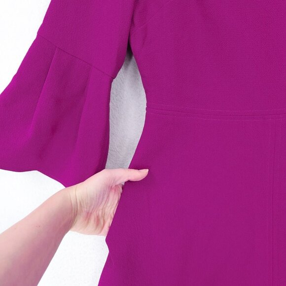 Eliza J Dress Womens 4 Petite Purple Pink Bell Sleeve A Line Flare Classic NEW - Picture 3 of 14